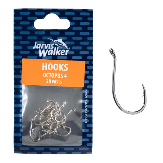 Jarvis Walker Nickel Octopus Hooks Size 4 - 20pk