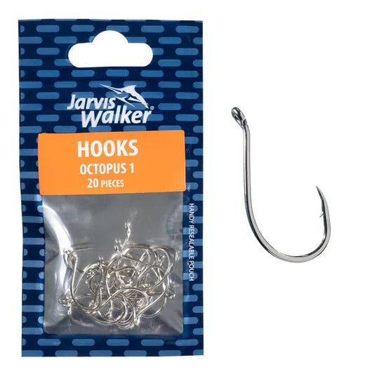 Jarvis Walker Nickel Octopus Hooks Size 1 - 20pk